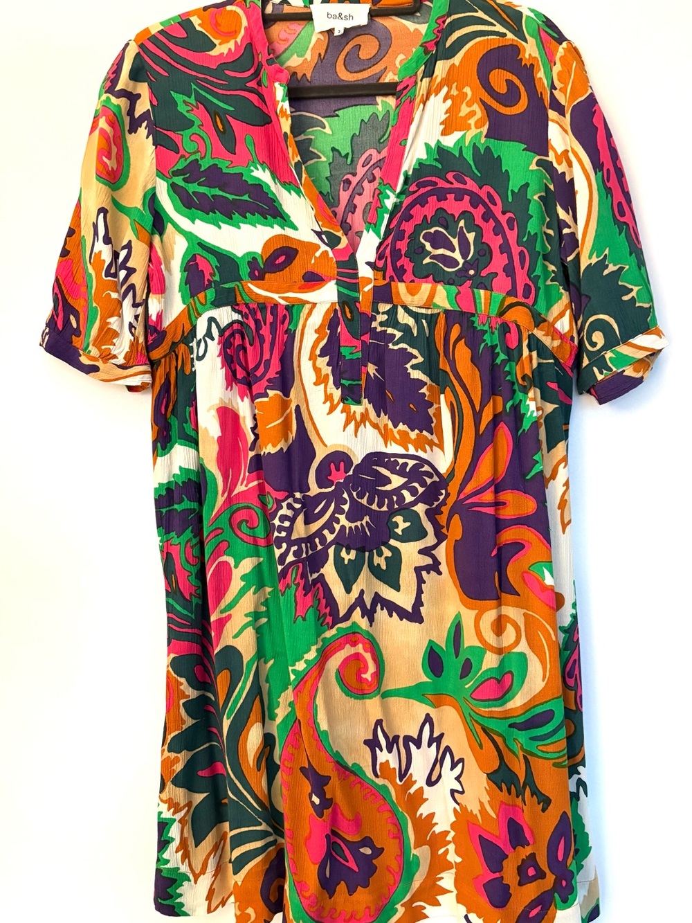 ba&sh Multicolor Paisley V-Neck Mini Dress